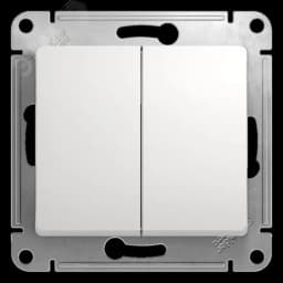 GLOSSA Переключатель двухклавишный в рамку белый схема 6