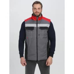 Жилет утепленный Формула (тк.Смесовая,240), серый/черный/красный, 64-66