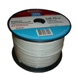 Кабель сигнальный экранированный 4x0.22мм2 (7x0.2мм) 100м пластиковая катушка белый NETKO SIC34025X0B