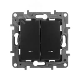 ETIKA Переключатель двухклавишный с подсветкой антрацит автоматические зажимы 10AX