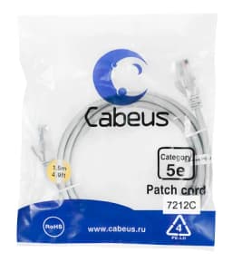 Патч-корд Cabeus PC-UTP-RJ45-Cat.5e-1.5m (U/UTP, CAT.5E, PVC, 1.5 м, серый) (7212c)