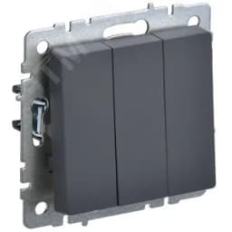 BRITE Выключатель трехклавишный 10А ВС10-3-0-БрГ графит