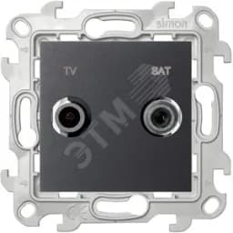 Розетка TV-SAT проходная, графит