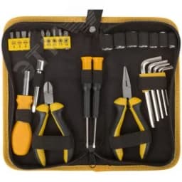 Набор инструмента 29 шт(отвертки, биты, ключи HEX, пассатижи), матерчатый чехол 65137 FIT