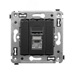 Компьютерная розетка RJ-45 в стену, кат.5e одинарнаяэкранированная,"Avanti", "Черный матовый"