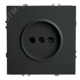 Розетка 1-местная с защитной шторкой (механизм) б/з, 250В, 16А, серия Эмили, черный уголь, soft touc