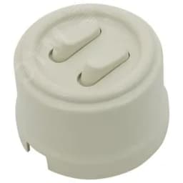 Выключатель 2-кл., пластик, цвет Слоновая кость (клавишный) Бирони