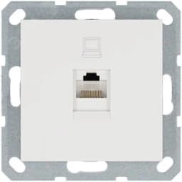 Интернет-розетка RJ45 с накладкой, цвет белый глянцевый