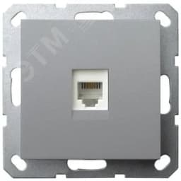 Телефонная розетка RJ11 с накладкой, цвет Алюминий