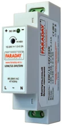 Блок питания на DIN рейку 12-24V, 12W ZONT