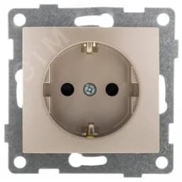 Розетка однопостовая Bravo с/з с з/ш, механизм, 16А, 250В, шампань