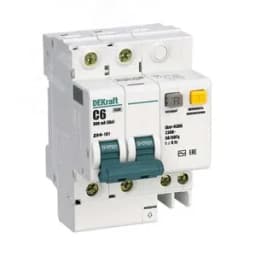 Выключатель автоматический дифференциальный АВДТ встроенная защита от сверхтоков 2Р 6А 300мА AC С ДИФ-101