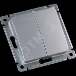 MASTER Переключатель двухклавишный скрытой установки, в рамку, серебро