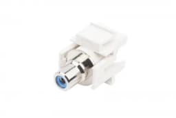 Вставка формата Keystone Jack с проходным адаптером RCA (синий) Hyperline KJ1-RCA/BL-D-WH