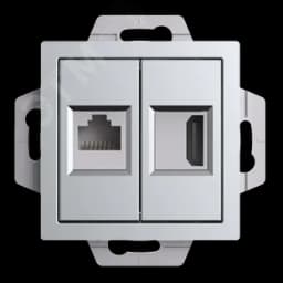 ATLASDESIGN РОЗЕТКА двойная HDMI+RJ45, кат.5Е, механизм, АЛЮМИНИЙ