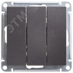 W59 Выключатель трехклавишный, 10АХ, механизм, черный бархат