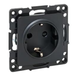 Стокгольм Механизм Розетки 1-местной с/з 16А автоматические клеммы черный с защ. штор. EKF PROxima