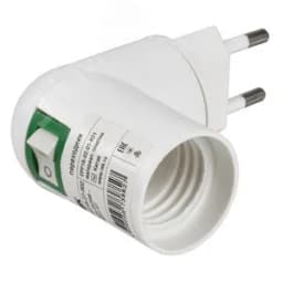 Переходник ПР7/16-27-R02 вилка 220В-патрон Е27 пластик белый IEK