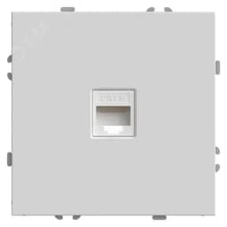 Розетка компьютерная 1-местная RJ-45 (механизм), серия Эмили, белый фарфор, soft touch