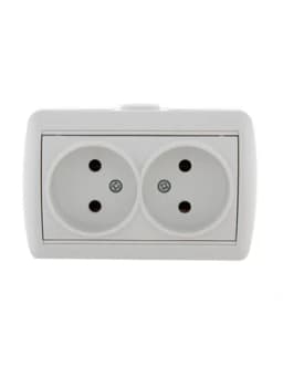 Розетка 2-м ОП Nata 16А IP20 без заземл. керамика бел. LEZARD 710-0200-128