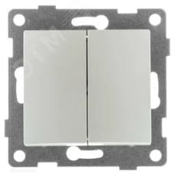 Выключатель двухклавишный Bravo, механизм, 10А, 250В, жемчуг