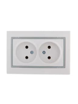 Розетка 2-м СП Mira 16А IP20 без заземл. с сер. вставкой керамика бел. LEZARD 701-0215-128
