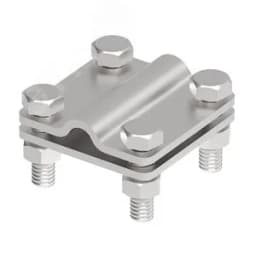 Соединитель крестовой 55х55 для параллельного, крестового и Т-образного соединения прутка диаметром 6-10 мм/полосы до 30 мм. Без разделительной пластины. Монтаж с помощью 4 винтов с шестигранной головкой M8X25 и 4 шестигранных гаек M8. Материал