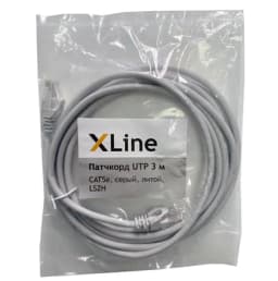 Патчкорд UTP 3 м Cu, CAT5е, серый, литой, LSZH X-Line