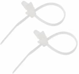 Хомут-стяжка нейлоновый, с крепежным пистоном 2.5х100 мм белый (100шт/уп) REXANT 07-0107