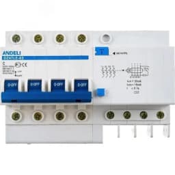 Выключатель автоматический дифференциальный АВДТ 4P 16A 30mA AC х-ка C 6кА DZ47le-63