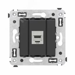 Avanti Компьютерная розетка RJ-45 без шторки в стену, кат.6 одинарная экранированная, Черный матовый