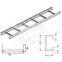 Лоток лестничный 300х60х3000 KL
