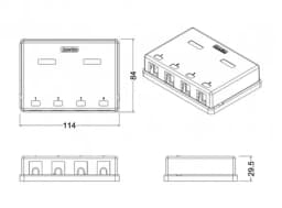 Корпус настенной розетки для установки 4-х вставок типа Keystone Jack Hyperline SBB3-4-WH