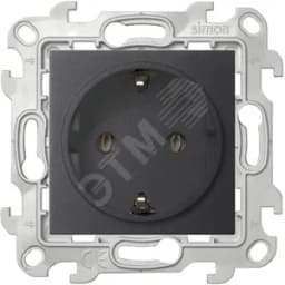 Розетка 2К+З Schuko без штор, графит
