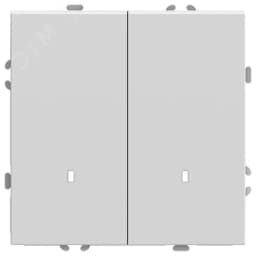 Выключатель 2-клавишный c индикатором (механизм) 250В, 10А, серия Эмили, белый фарфор, soft touch