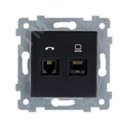 Мария Механизм розетки низковольтной ПК/ТЛФ 2 гнезда скр.уст. РКТ2-465 Антрацит 130001 Кунцево