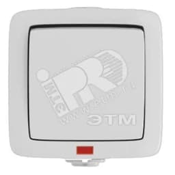 Переключатель одноклавишный наружный с индикацией белый 10А