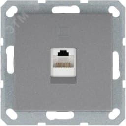Интернет-розетка RJ45 с накладкой, цвет Алюминий Jasmart