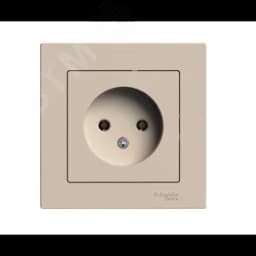 ATLASDESIGN РОЗЕТКА без заземления, 16А, в сборе, ПЕСОЧНЫЙ Systeme Electric