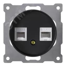 Розетка двойная телефон/компьютер RJ11/RJ45 кат.5e, цвет чёрный (серия Florence) 2172817 ССТ