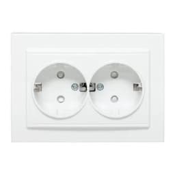 Розетка 2-м СП Минск 16А IP20 с заземл. защ. шторки бел. Basic EKF ERR16-128-100