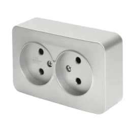 Розетка 2местная бз открытой установки STEKKER 250В 10А IP20 серия София серебро MST101203 49327