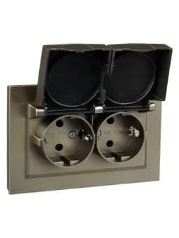 Розетка 2-м СП BRITE РСбш12-3-44-БрШ 16А в сборе IP44 с крышкой шампань IEK BR-R26-16-44-K37-F