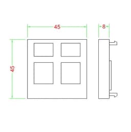 Вставка 45x45 (аналог Mosaic) для 2х модулей формата Keystone Jack Hyperline SIP2-2N-M45-45