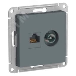 Розетка ATLASDESIGN двойная компьютерная+ТВ RJ45+TV категория 5E механизм грифель
