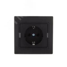 MIRA Розетка с/з керамика чёрный бархат со вставкой (10шт/120шт)