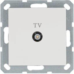 Розетка телевизионная проходная TV Ф9.5мм механизм бел. глянцевый Jasmart G6002W