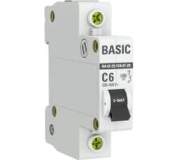 Выключатель автоматический однополюсный 6А С ВА47-29 4.5кА