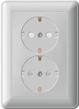 Розетка 2-м СП W59 16А IP20 с заземл. защ. шторки в сборе сл. кость SE RS16-255-28