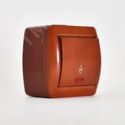 Ната Выключатель одноклавишный с подсветкой вишня